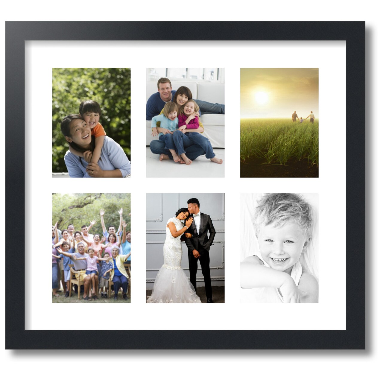 ArtToFrames Collage Photo Picture Frame with 6 - 5x7 inch Openings, Framed in Black with Over 62 Mat Color Options and Plexi Glass (CSM-3926-2041)